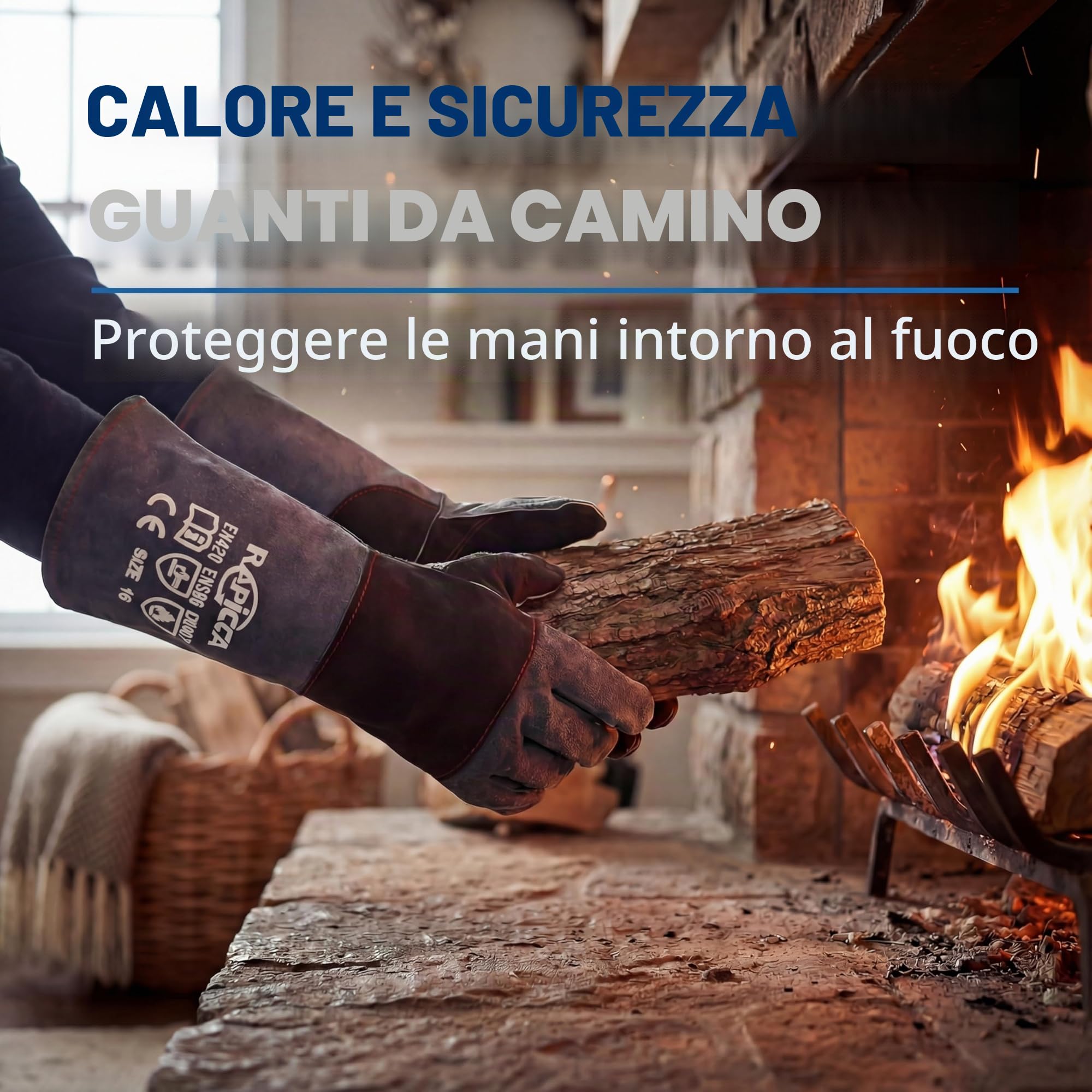 RAPICCA Guanti da Forno per Barbecue, Resistenti al Falore, per Fumatori, Guanti per Barbecue da Cucina, Grill, Rivestimento in Neoprene Impermeabile, Ignifugo, Resistente All'olio Grigio-Nero 40.6cm