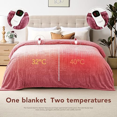 Vista 304 de Homemate Manta térmica eléctrica de 50 x 60 pulgadas, manta térmica de 1/2/4/6/8 horas de apagado automático, 10 niveles de calor, protección contra