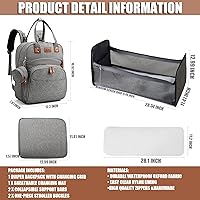 Vista 4 de Mochila multifuncional impermeable para pañales - Bolsa de pañales de gran capacidad con mochila para pañales para bebés, Gris, Ocio