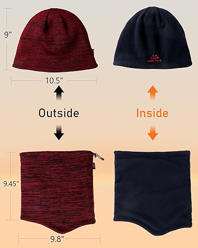 Miniatura 5 de Gorro de invierno con gorro infinito, bufanda de punto cálido y grueso forro polar con forro polar para esquí y calavera, polaina para hombres y