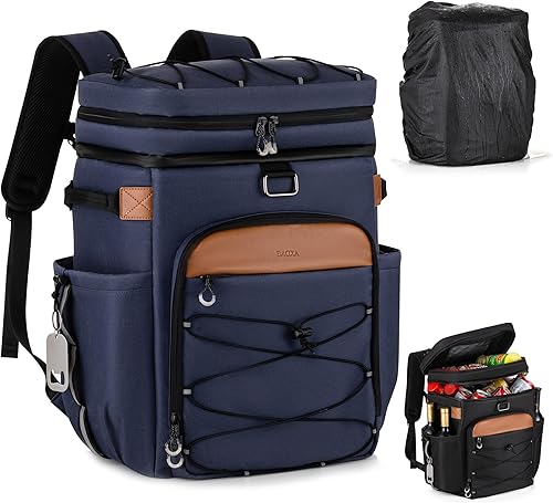BAOXA Mochila enfriadora con funda impermeable aislada (extra), mochila enfriadora para 42 latas, a prueba de fugas, bolsa térmica grande y suave,
