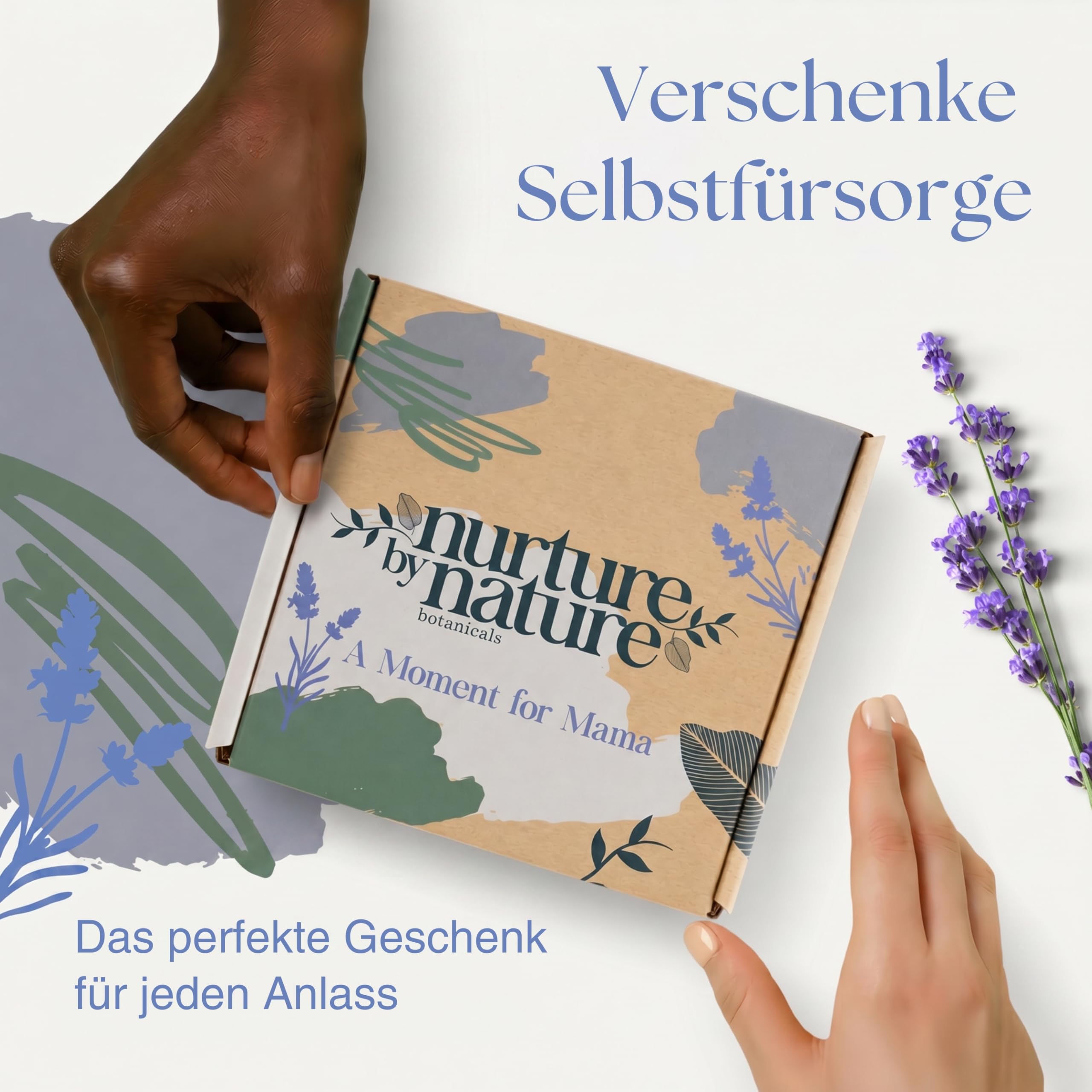 Nurture by Nature Wellness Geschenkset für Frauen – 6-teiliges Bade und Beauty Set mit Körperbutter, Duschöl, Kopfkissenspray, Badesalz & Schlafmaske – Ideal für Weihnachten, Muttertag & Geburtstage