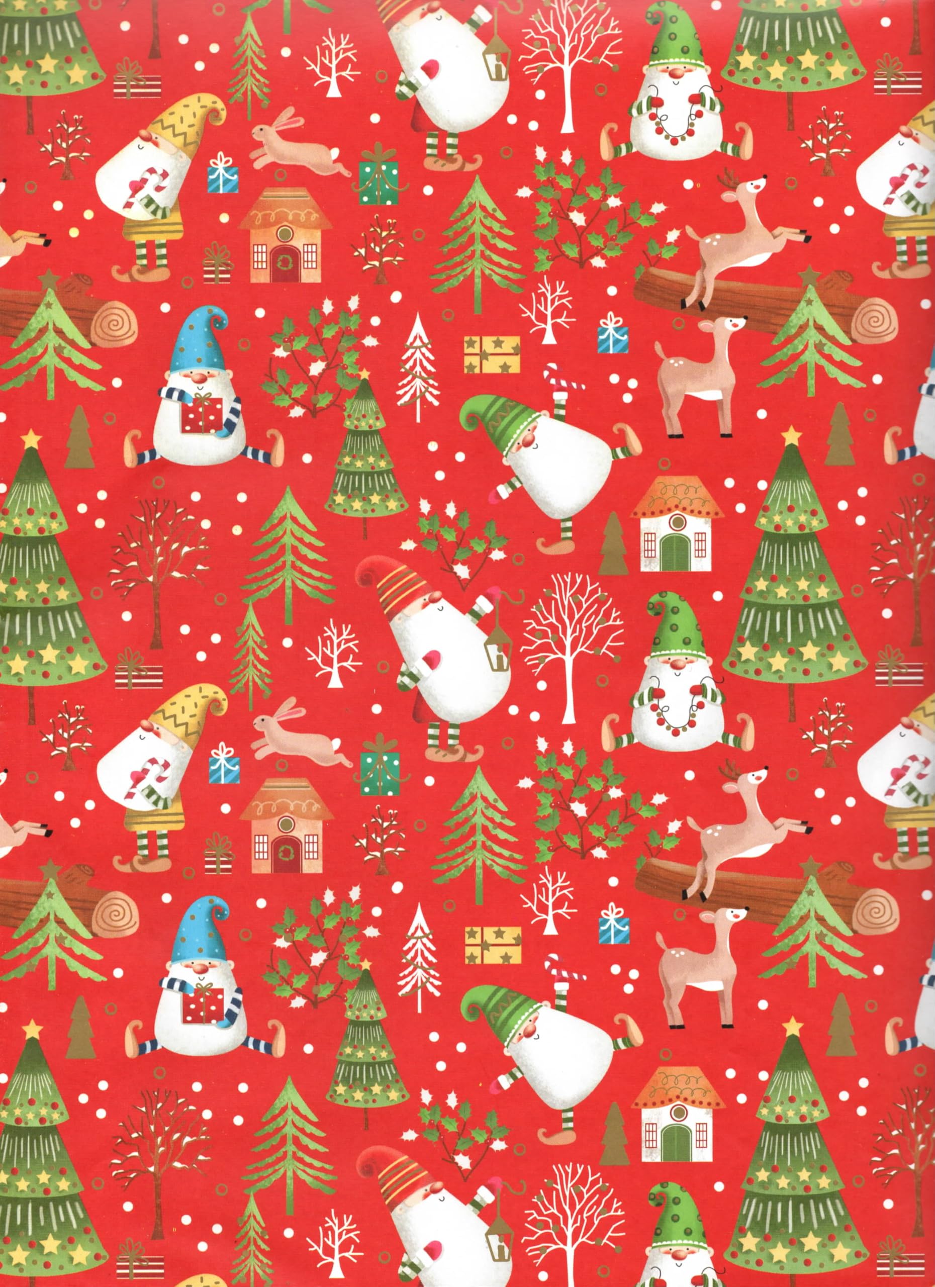 ARKRAFT Christmas Gift Wrapping Paper Gnome Design 3 Sheets Size 90 x 65 cm FSC Plastic Free Packaging (18-9363)