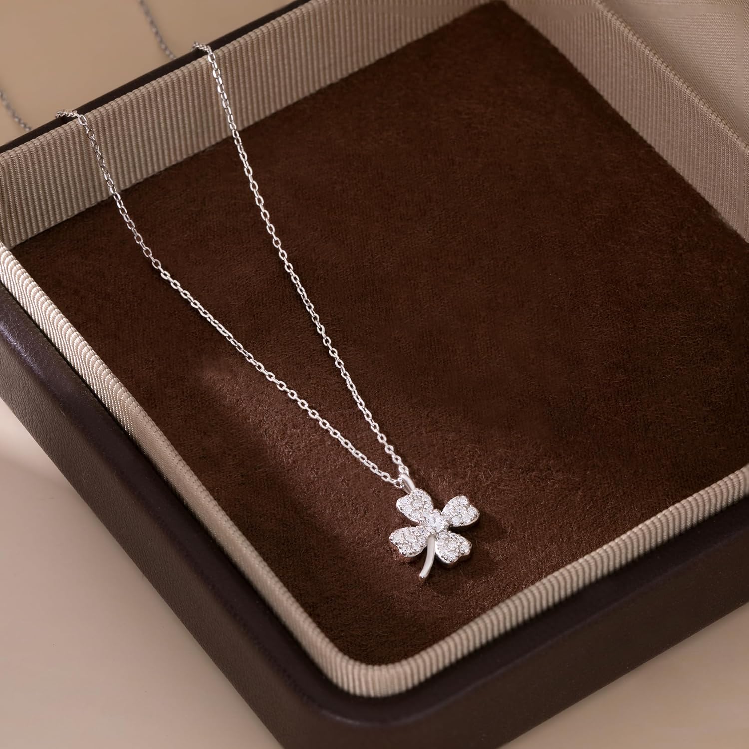 SLUYNZ 925 Sterling Silver CZ Clover Pendant Necklace for Women Teens Lucky Clover Pendant Necklace Choker - Image 4