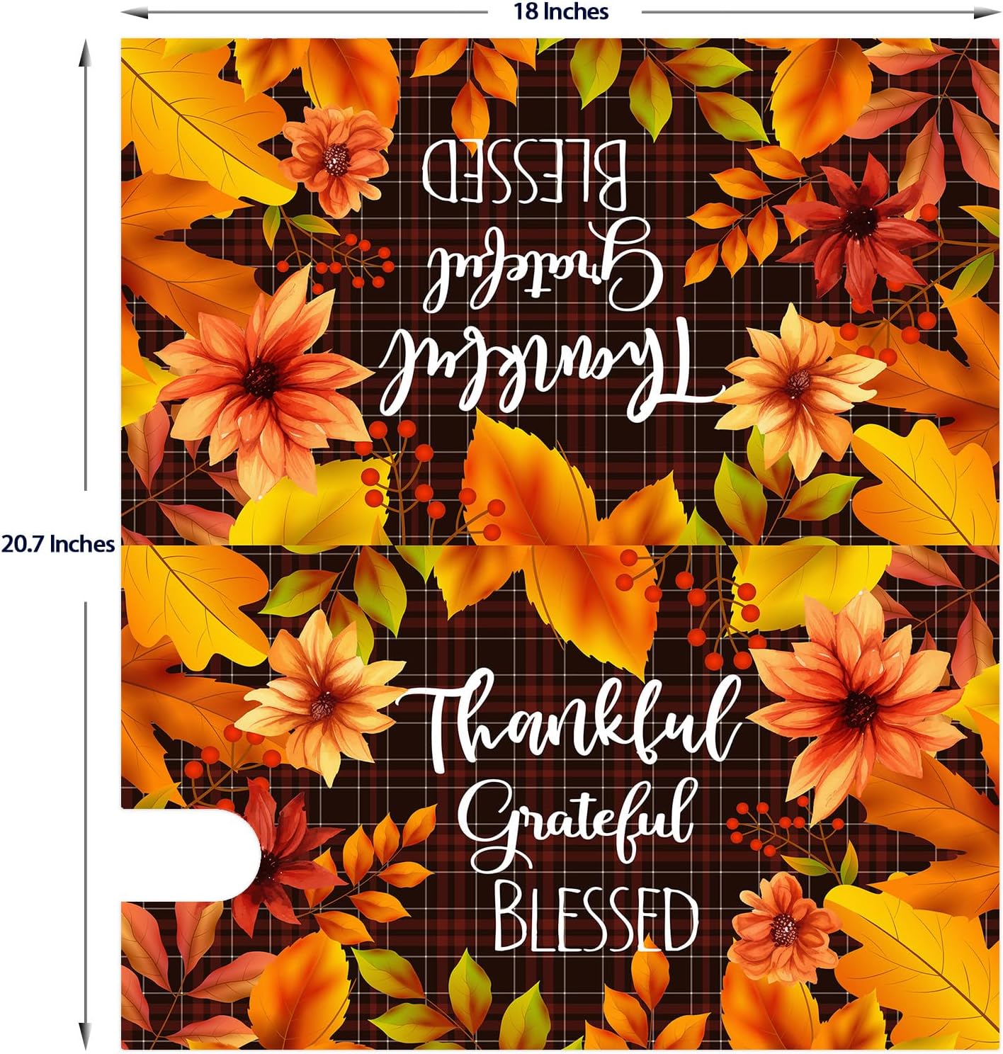 Texupday Thankful Grateful Blessed Floral Leaves Decoration Mailbox Cover with Magnetic Strip Autumn Harvest Mailbox Wraps Post Letter Box Cover Standard Size 21" X 18" Garden Farm Outdoor Yard Decor
