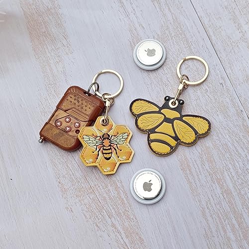 Miniatura 3 de CATCH ON Paquete de 2 fundas de cuero para Airtag para llavero, bonitos accesorios Kawaii adecuados para Airtag