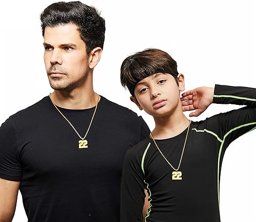 Miniatura 4 de SKQIR Collar de números para hombre, suéter de béisbol negro, colgante de número para niños, atletas y cadena de números para niños, collar