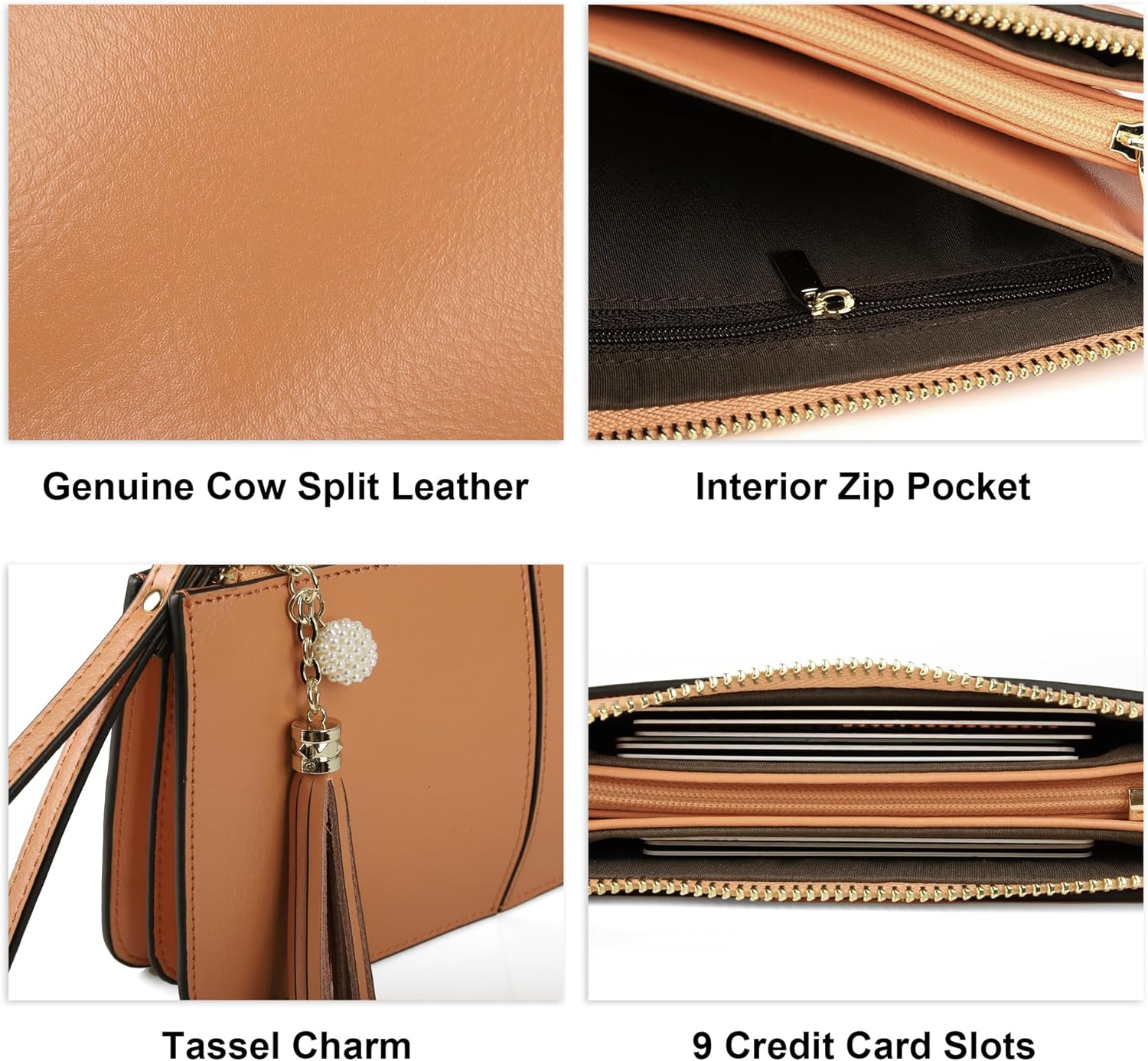 befen Genuine Leather Wristlet Clutch for Women Ultra-Slim Ladies Credit Card Holder Wallet Purses with RFID Protection - Image 5