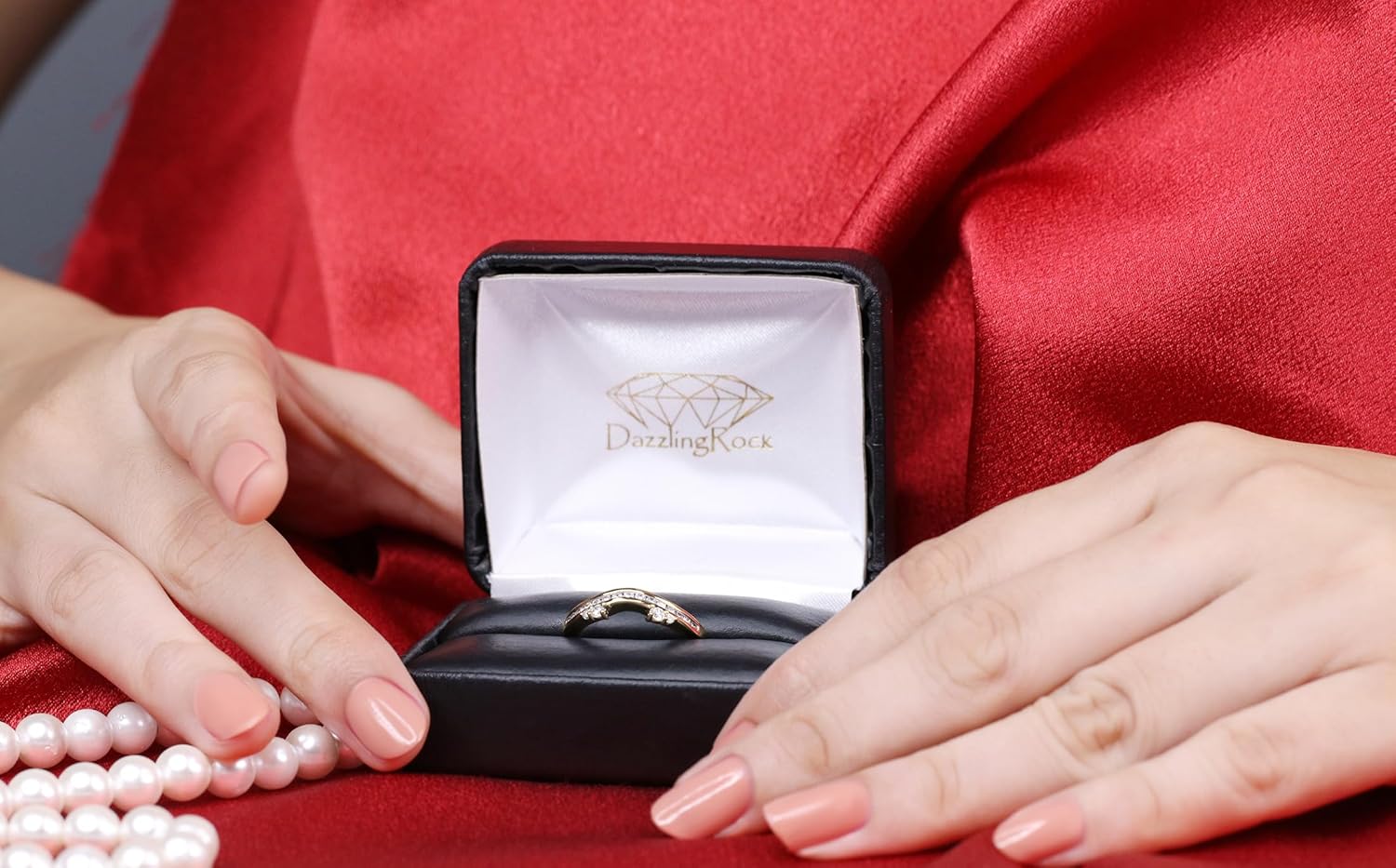 Dazzlingrock Collection 0.40 Ctw 10K Real Solid Gold Natural Diamond Women Anniversary Wedding Enhancer Guard Band