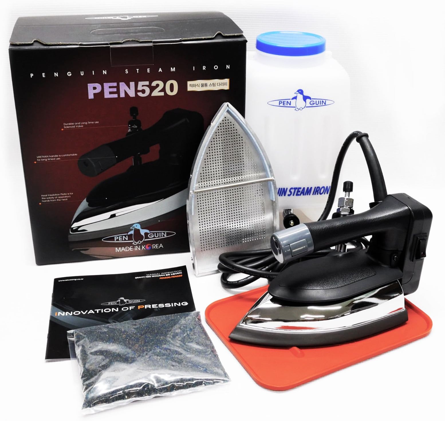 Penguin Industrial Gravity Feed Electric Steam Iron with Shoe & Resin