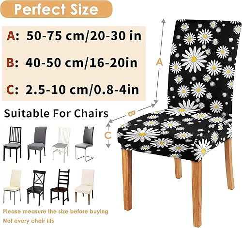 Miniatura 3 de SATIOK Juego de 6 fundas negras para sillas de comedor de gran tamaño, fundas elásticas de elastano para sillas Parsons, fundas protectoras grandes