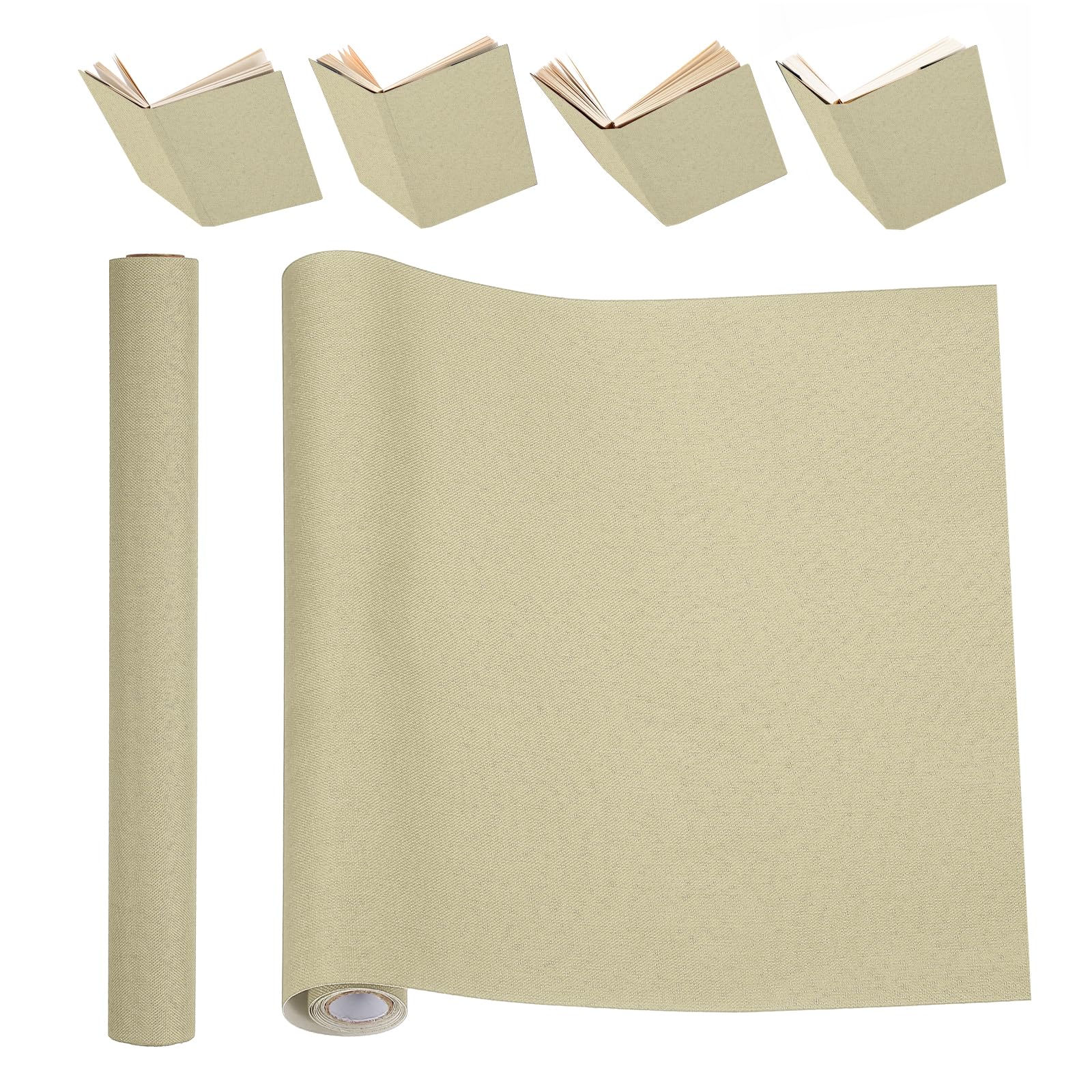 PATIKIL Book Binding Cloth, 51 x 11 Inches Book Cloth for Binding Repairing Fabric Surface Paper Backed Bookbinding Supplies, Beige
