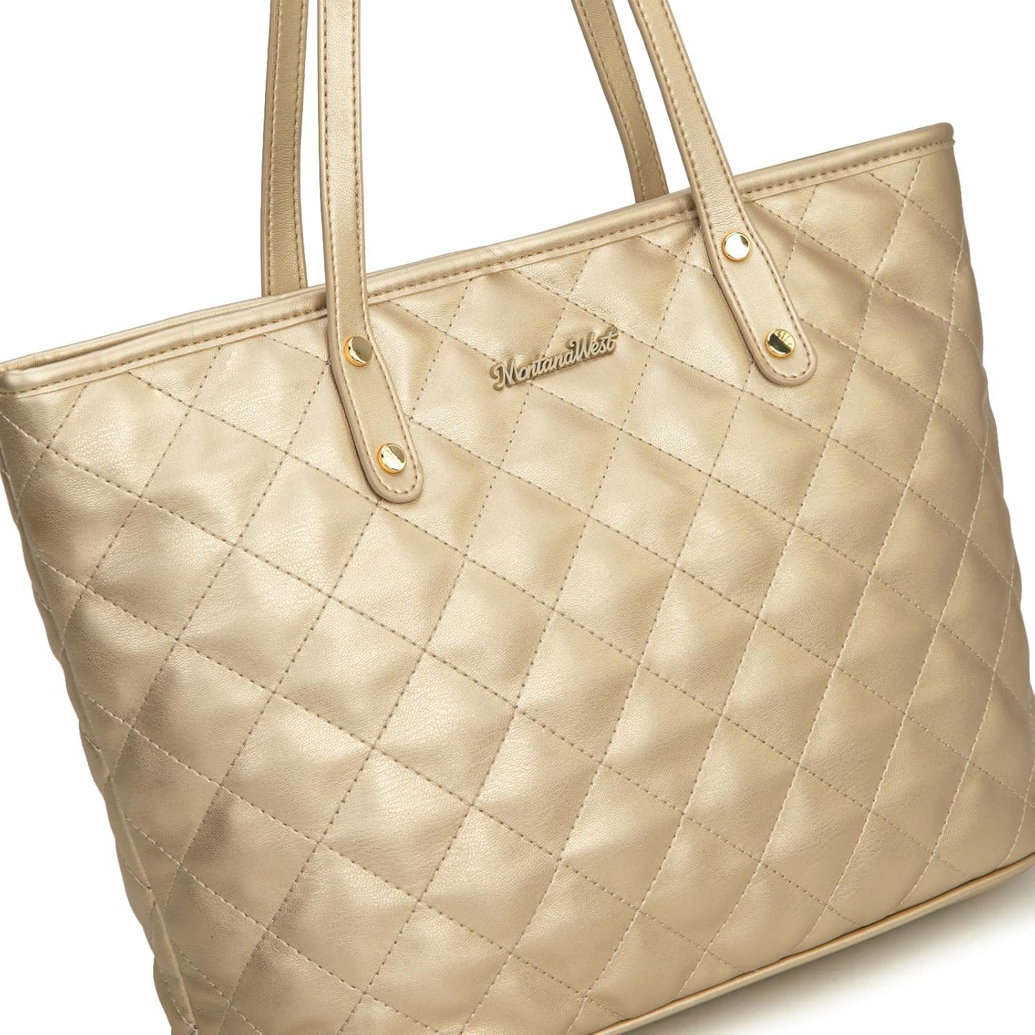 Montana West Quilted Tote Bag for Women Large Shoulder Bag Fashion Handbags with Top Zipper - Image 4