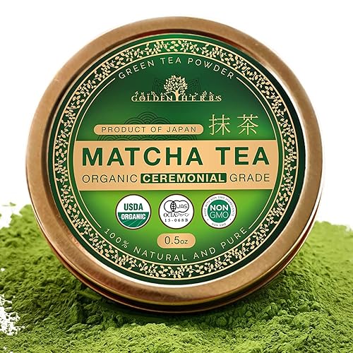 Golden Herbs Té matcha japonés orgánico superior. Té verde matcha sin azúcar, 100% puro Matcha premium, auténtico origen japonés (grado ceremonial,
