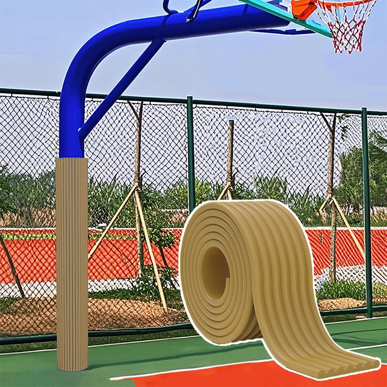 IEOWY Basketball Pole Protector Padding, Safety Post Pads for Basement, Garage, Self-Adhesive Basketball Pole Padding, Anti-collision, Waterproof,D-200cm