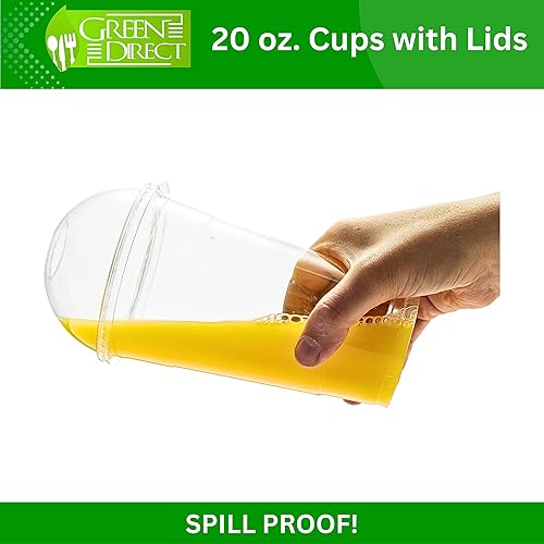 Vista 20 de Green Direct Vasos de plástico desechables transparentes de 8 onzas con tapas para café helado, té de burbujas Boba, bebidas frías y batidos