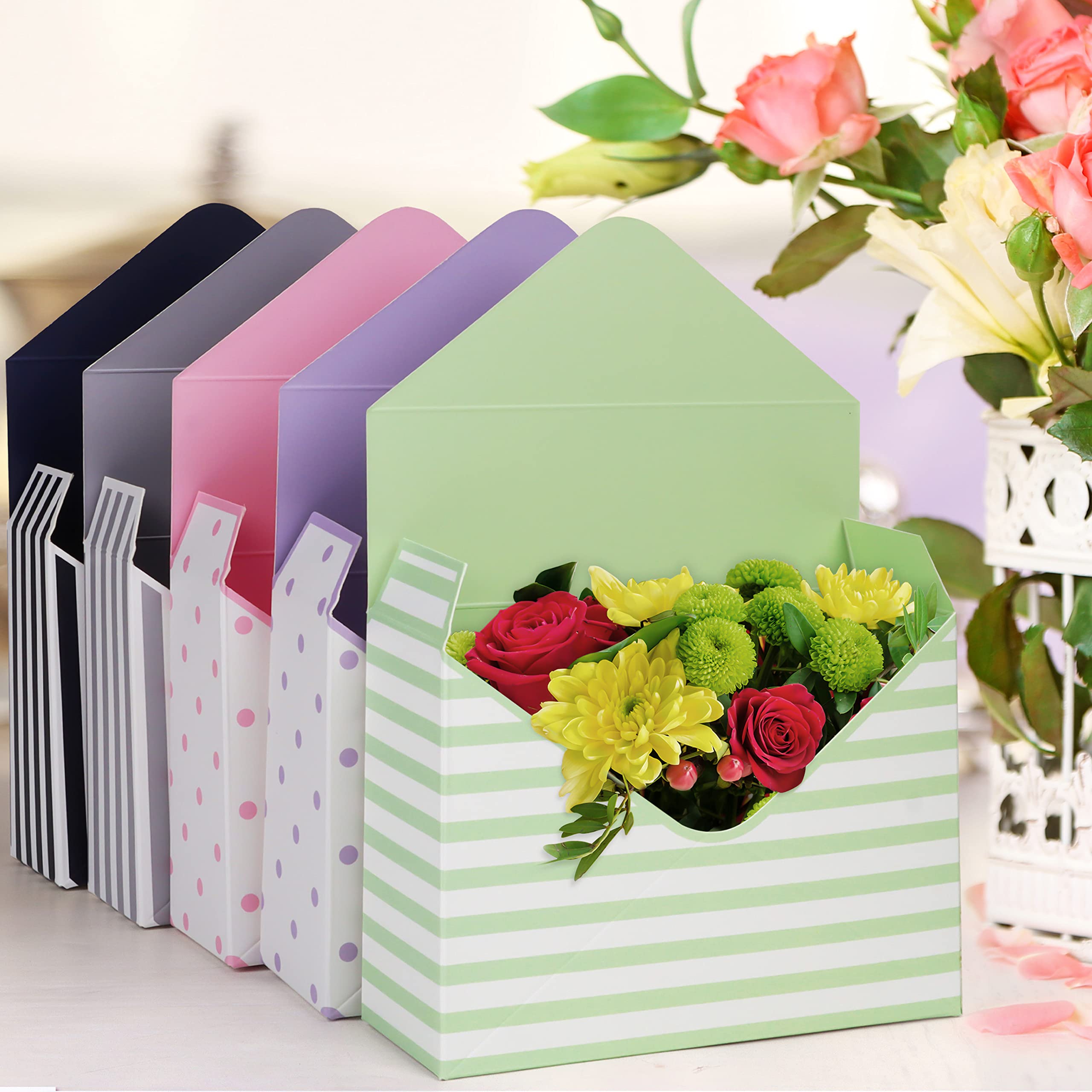 PATIKIL Sacchetti Regalo Per Fiori A Forma Di Borsetta – 5 Pezzi Multicolore, 20x7x29.5cm