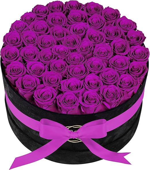 47 Flowers in a Luxury Suede Box, Birthday Gifts for Women, Preserved Flowers, Mothers Day Roses Gift for Mom, Bossy Pink