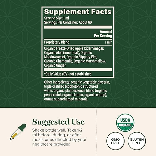 Miniatura 3 de Suplemento líquido orgánico para aliviar el reflujo ácido curativo global con olmo resbaladizo – Ayuda a malestar estomacal, acidez estomacal,