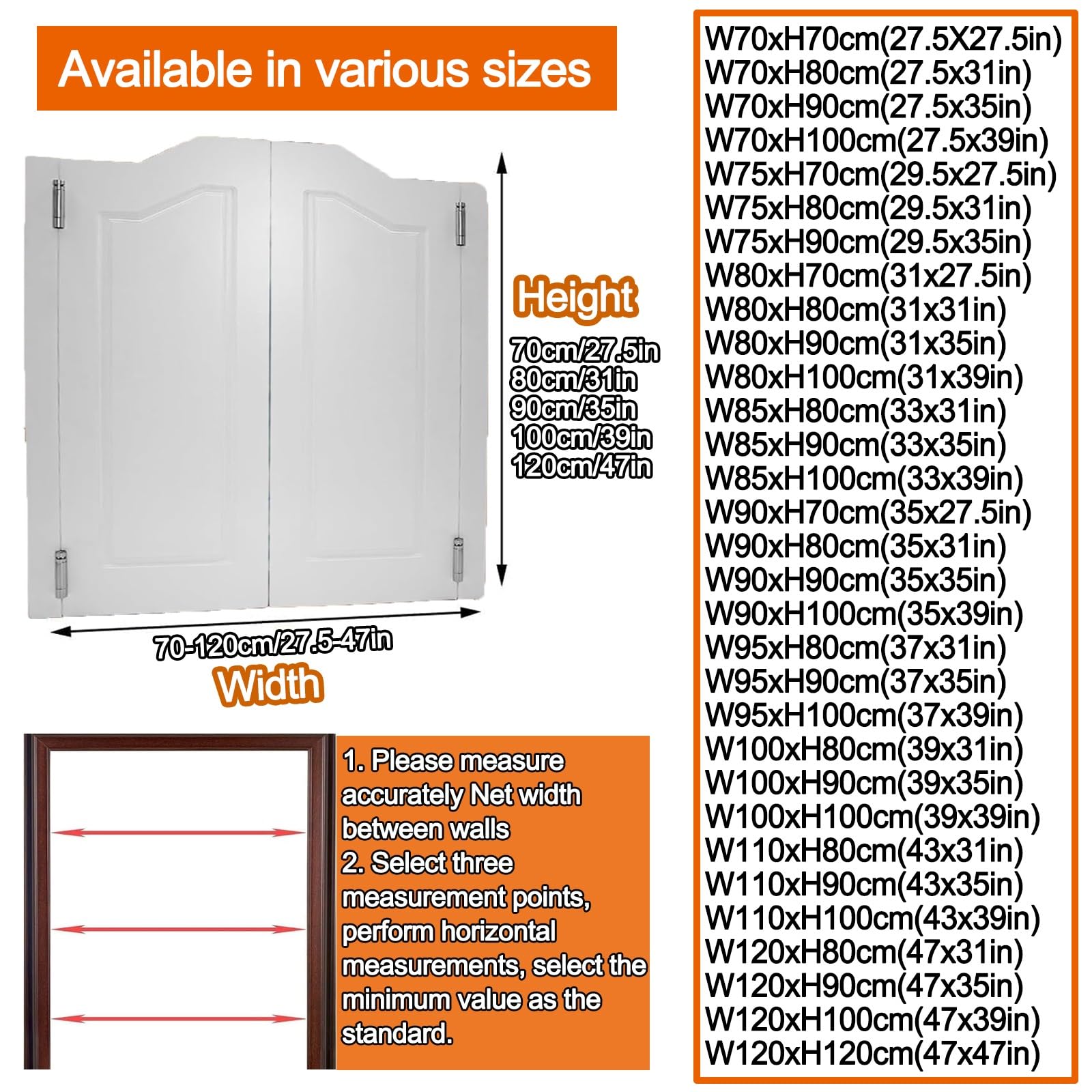 MOIUBYW Saloon Doors Swinging Doors Door for House Kitchen Cafe Wood Door Swing 27/29/31/33/35/37/39/43/47in, Interior Wooden Cafe Door with Hardware, Western Style Premade Bar Doors(W80xH90cm(3 1x35
