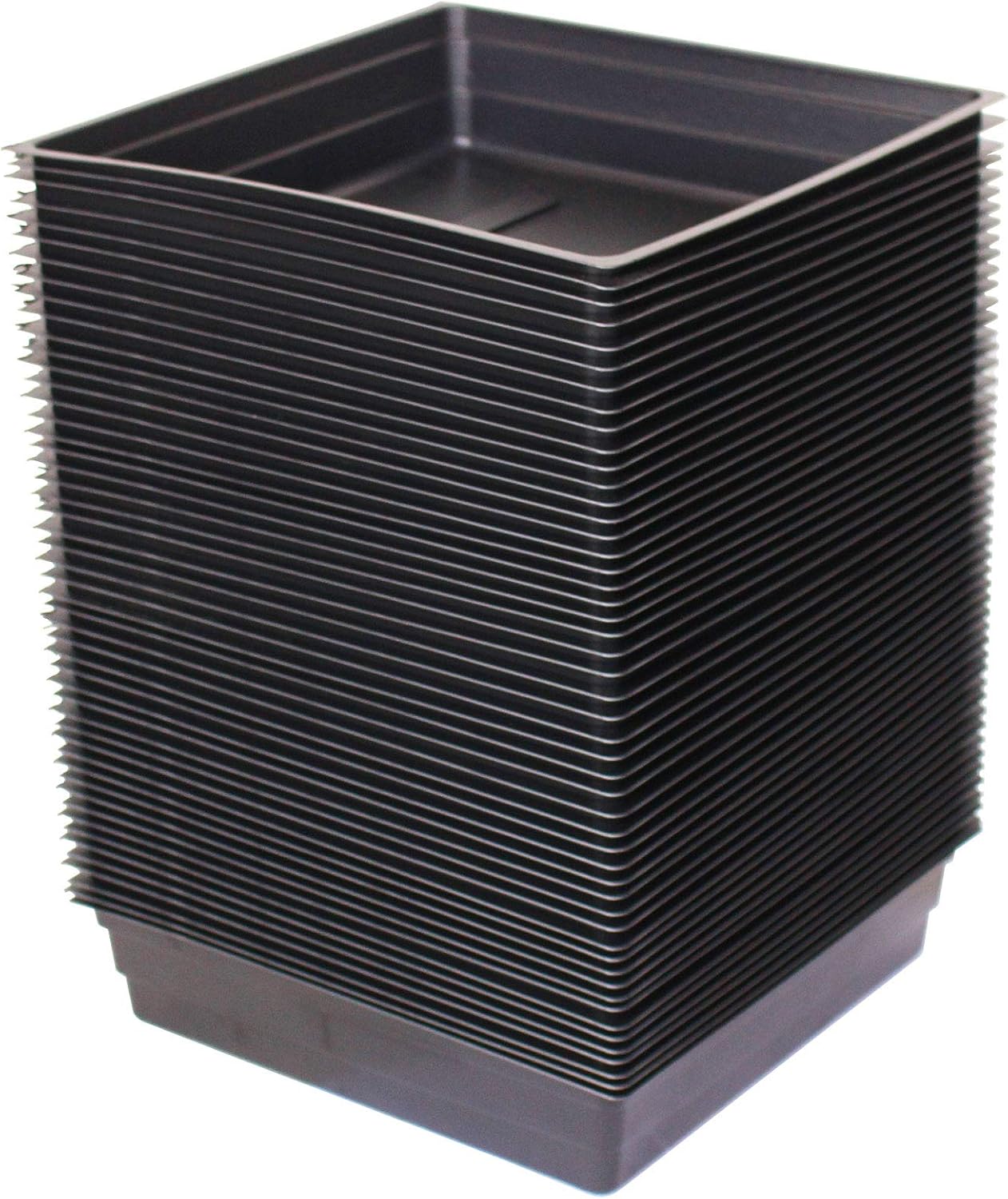 50-Pack 1010 Garden Growing Trays without Drain Holes - 10" x 10" Plastic Plant Trays No Holes - Wheatgrass Sprouting Tray, Microgreens Seed Tray, Hydroponic Trays, Nursery Flats, Greenhouse Supplies