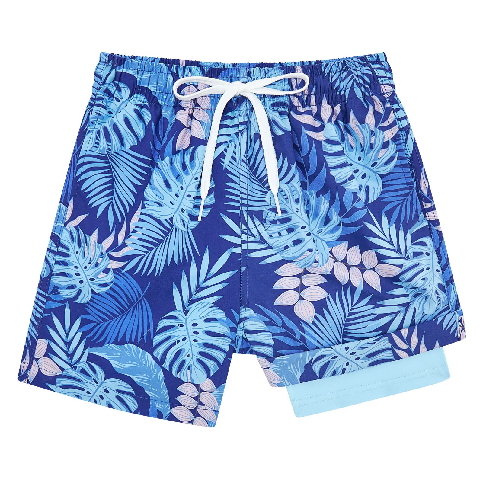 Belovecol Boys Swim Trunks with Compression Liner Anti-Chafe Swim Shorts Quick Dry UPF 50+ Bathing Suits Swimwear 7-20T
