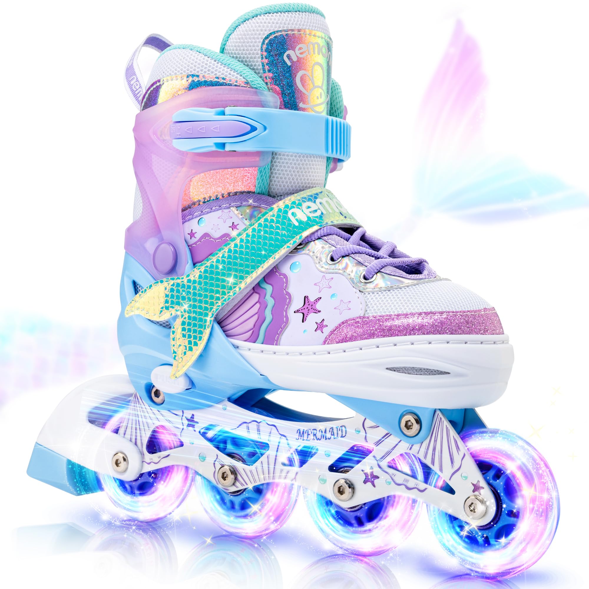 NEMONE Girls Light up Inline Skates