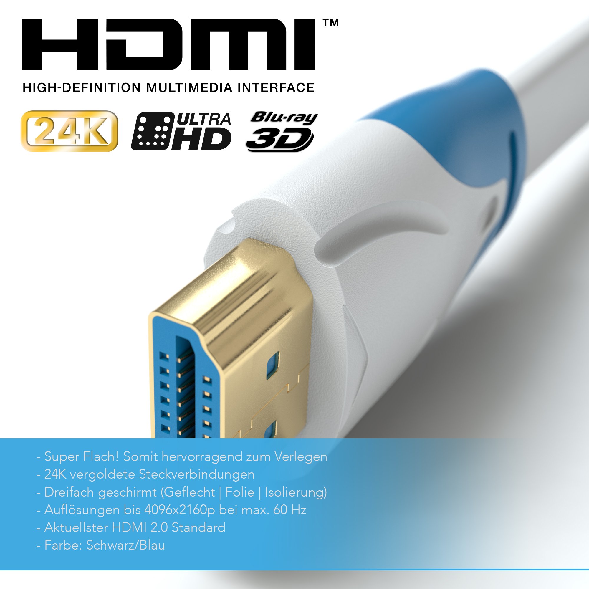 Cavo HDMI Ad Alta Velocità Da 5 M - Cavo Piatto Ultra HD 4k X 2k Con Ethernet - HDMI - M / M - Foto 6