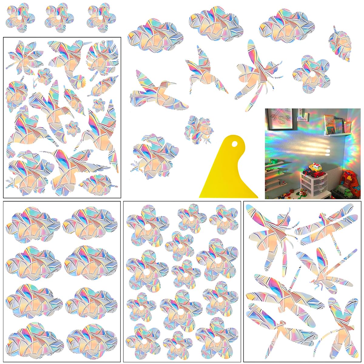 10 Pcs Suncatcher Sticker, Anti Collision Arc-En-Ciel Fenêtre