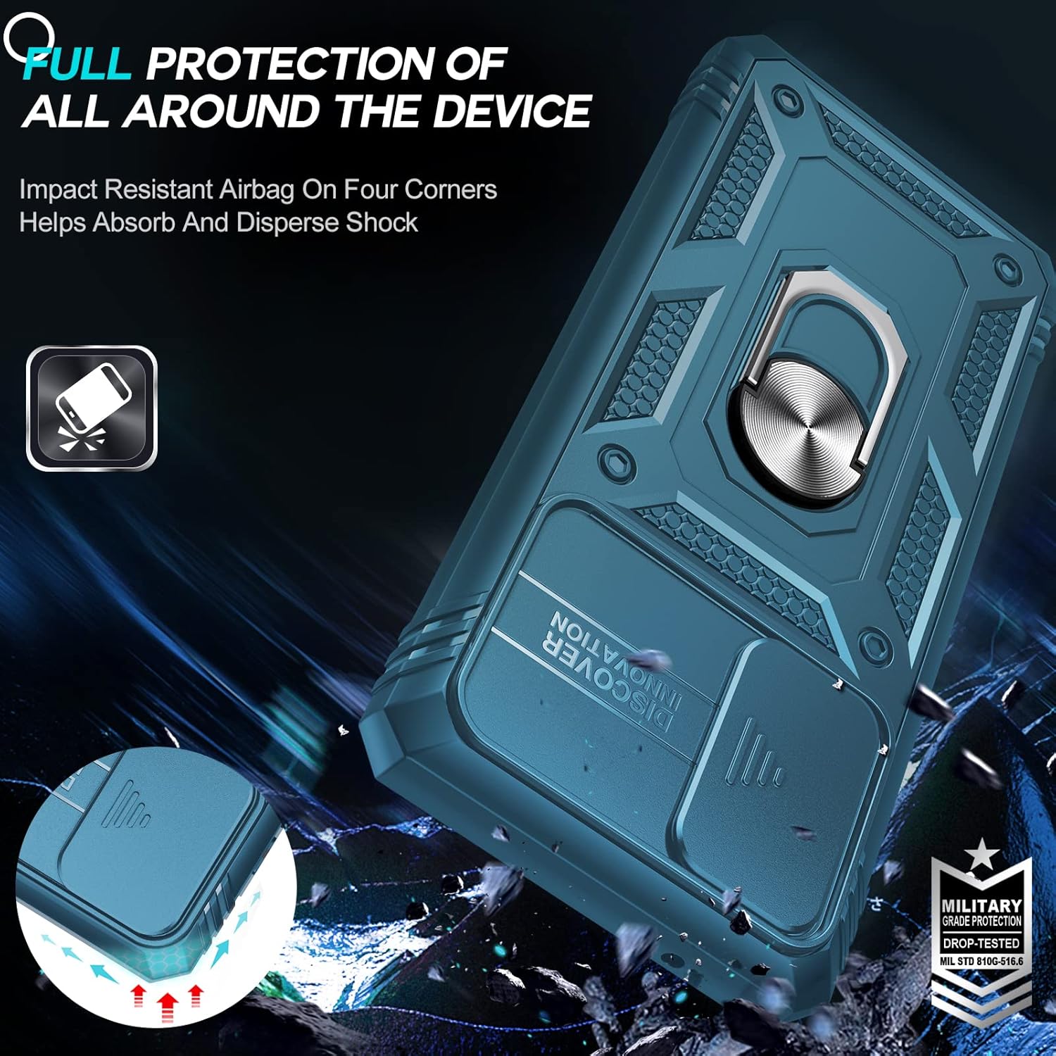 LeYi for Samsung Galaxy S20 FE Case with Slide Camera Cover and 2 Tempered Glass Screen Protector, S20FE Phone Case with Ring Holder Heavy Duty Shockproof Hard Armour Phone Cover for S 20 FE, Blue 8