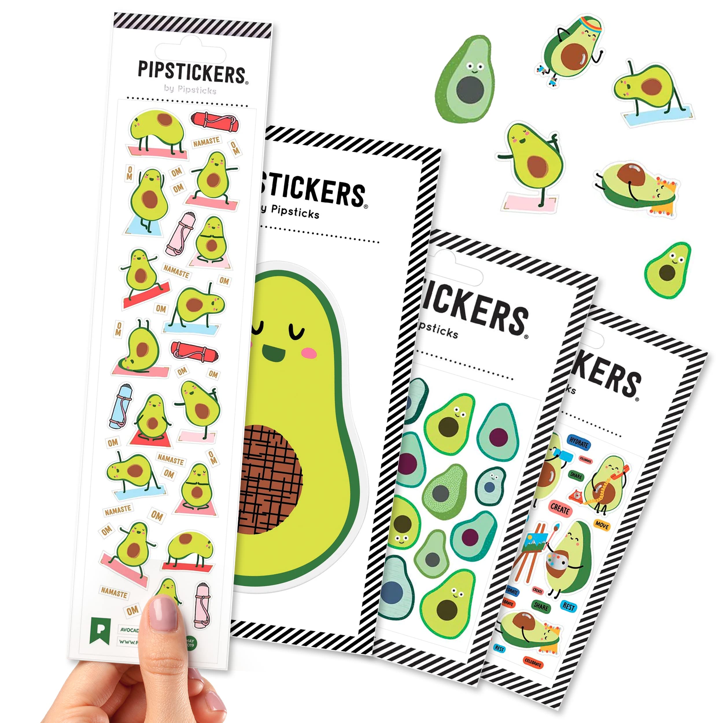 Pipsticks Avocado Stickers Multipack for Adults, Teens, and Kids | Pack of 5