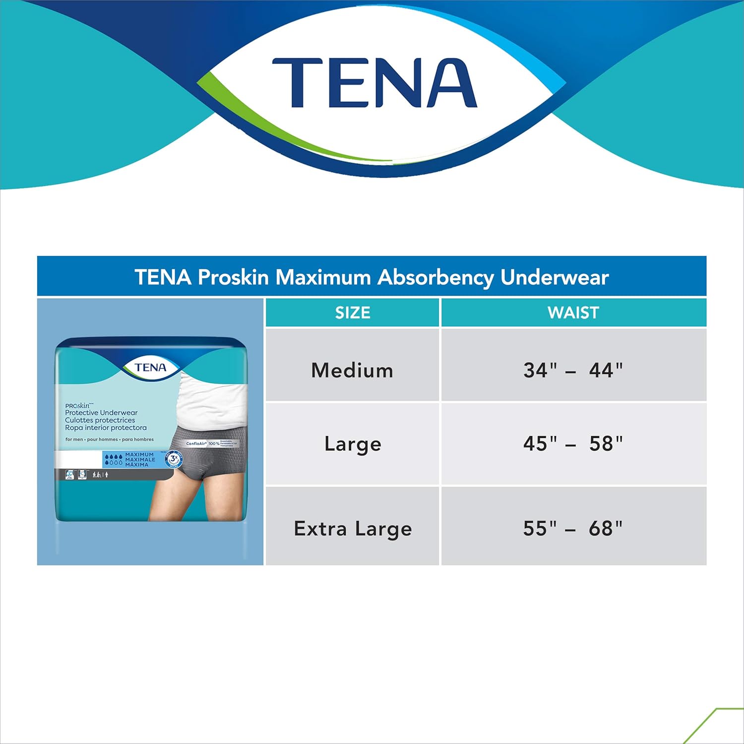 TENA ProSkin Incontinence Underwear for Men, Maximum Absorbency, XLarge, 14 Count