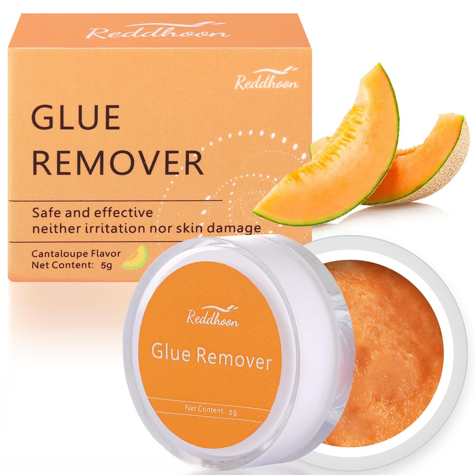 Reddhoon Eyelash Extension Remover Cream, Lash Remover for Lash Extensions, Fast Dissolution, Low Irritation, Lash Extension Remover Cream for Salon 5g (Cantaloupe)