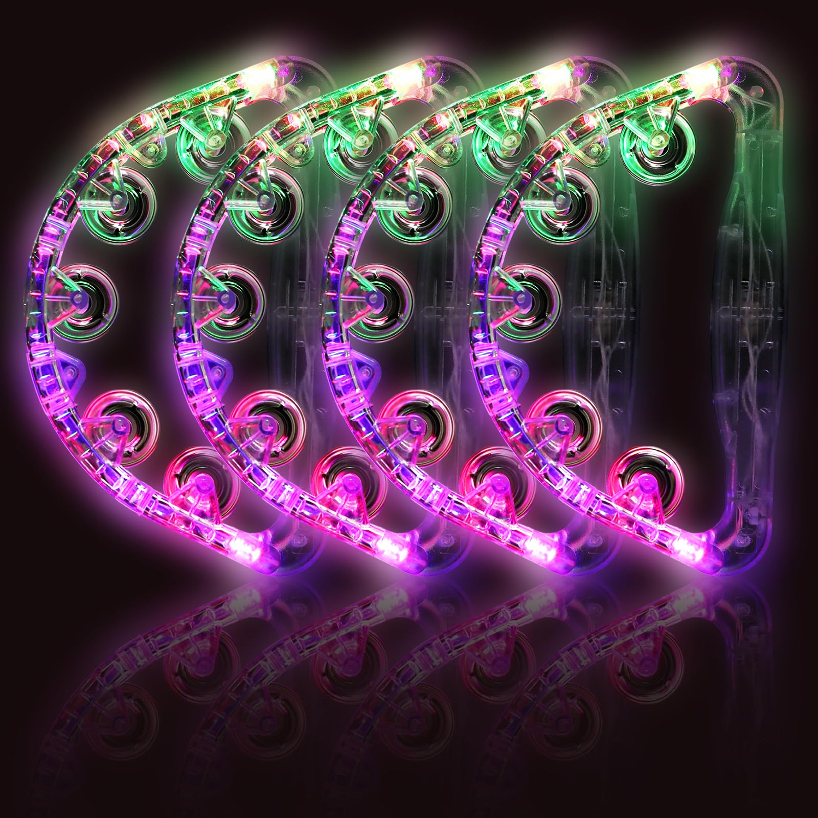 LED Light Up Musical Tambourines: Glow In The Dark Party Supplies