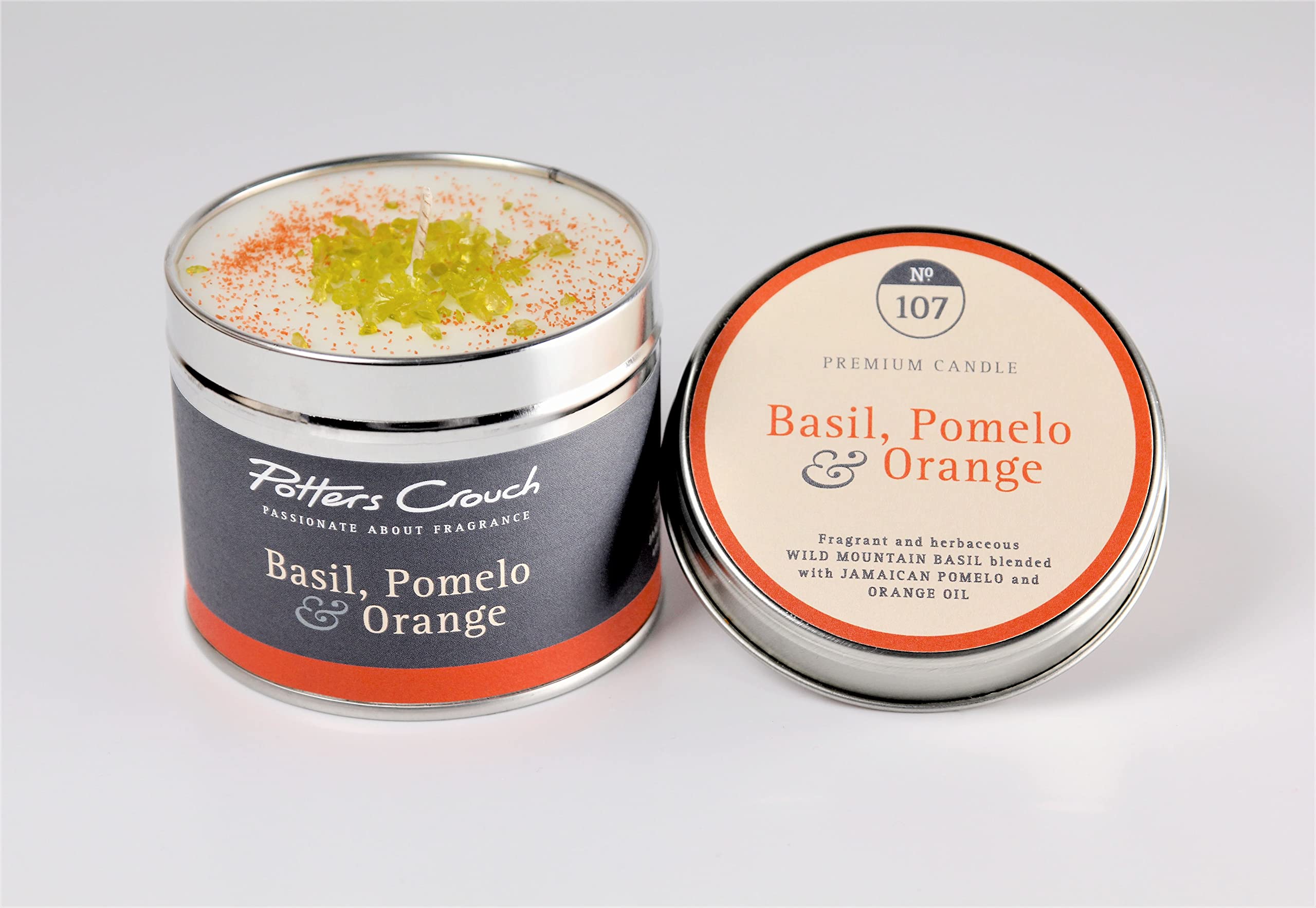 Potters Crouch Orange Scented Candle In A Tin - Basil, Pomelo &