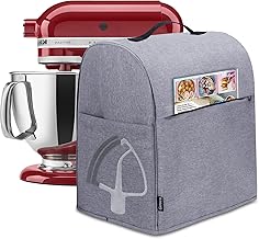 Ginsco Universal Stand Mixer Cover, Fit for 4-5 Quart Mixer, Compatible with KitchenAid Tilt Head, Waterproof Dustproof Washable Mixer Cover with Top Handle and Zipper Pockets for Mixer Attachments Accessories