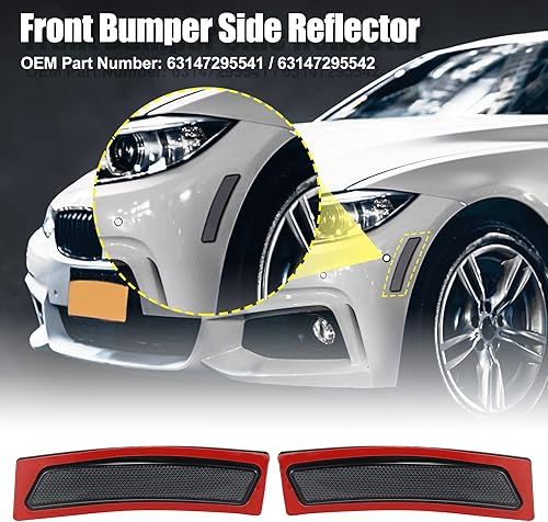 Miniatura 2 de X AUTOHAUX Par 63147295541 63147295542 Reflector de parachoques delantero marcador lateral para BMW 320i 340i M3 2016-2018 Reemplazar reflector