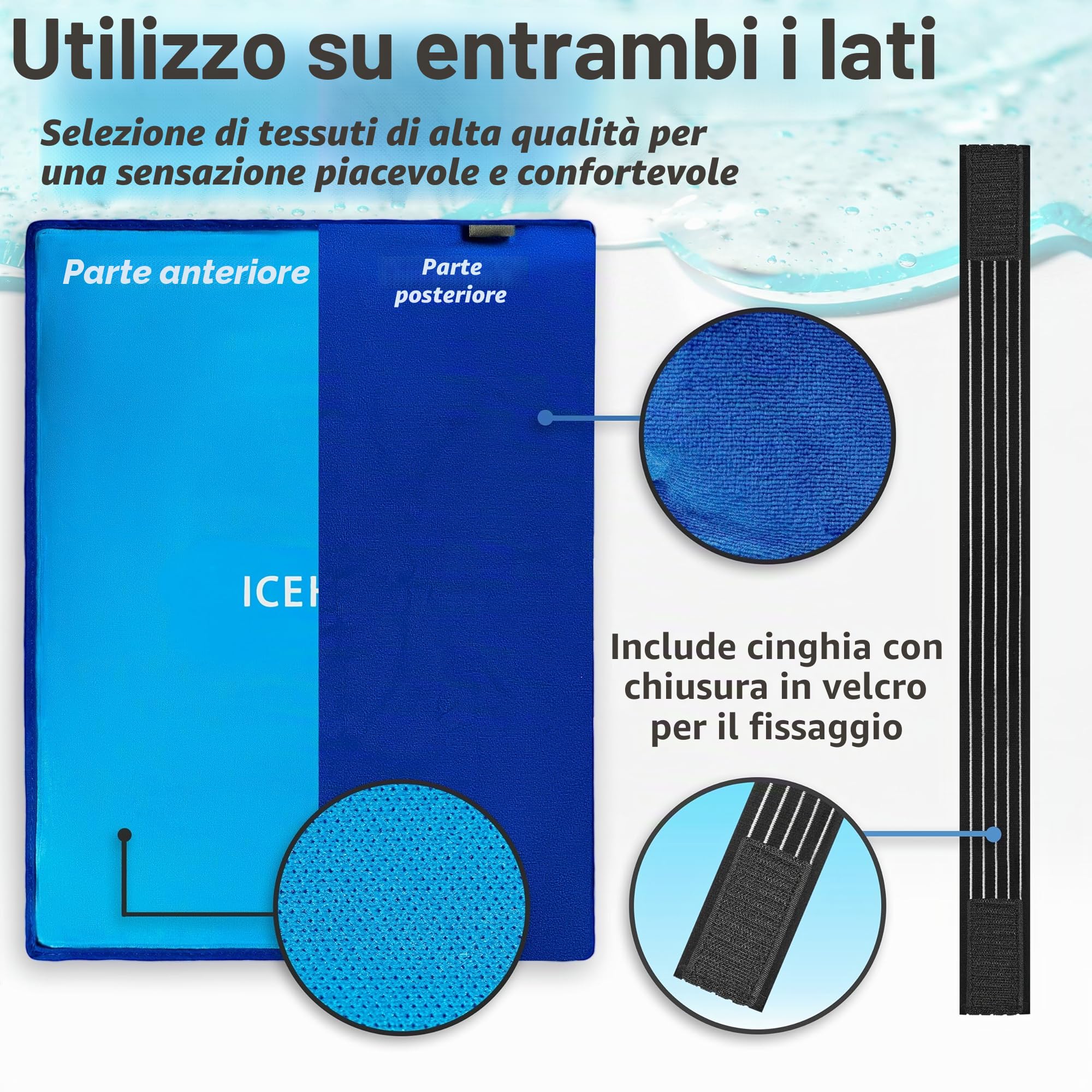 ICEHOF - Cuscinetto refrigerante in gel nel formato XXL, morbido, 38 x 28 cm