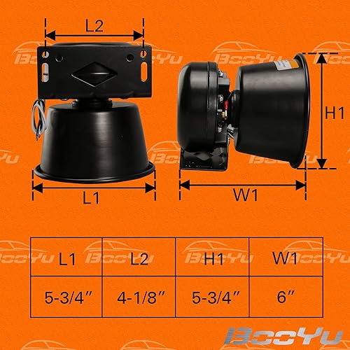 Miniatura 6 de BooYu Altavoz de bocina de sirena PA de alto rendimiento de 200 vatios acero negro 8 ohmios 125-135 dB IP66 resistente al agua compatible con sirena