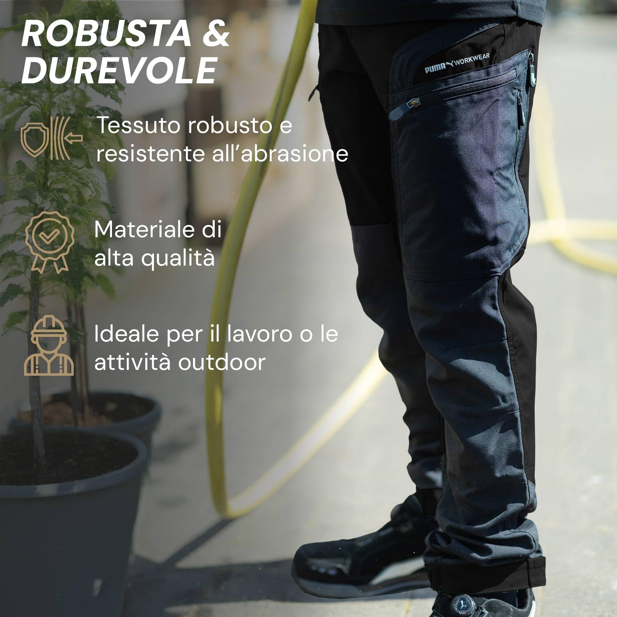 PUMA Workwear Pro-One Adventure Outdoor Pantaloni da trekking da uomo, ideali per arrampicata, alpinismo, parkour e molto altro ancora, flessibili, rinforzati e resistenti, pantaloni da uomo, Nero ,