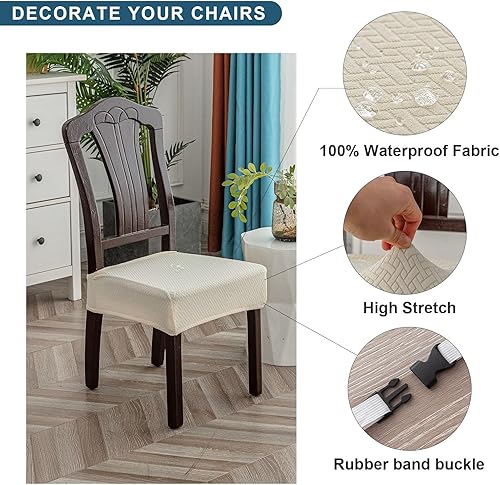 Miniatura 9 de Genina Fundas de asiento impermeables para sillas de comedor (6 unidades, cubiertas en la parte trasera, chocolate)