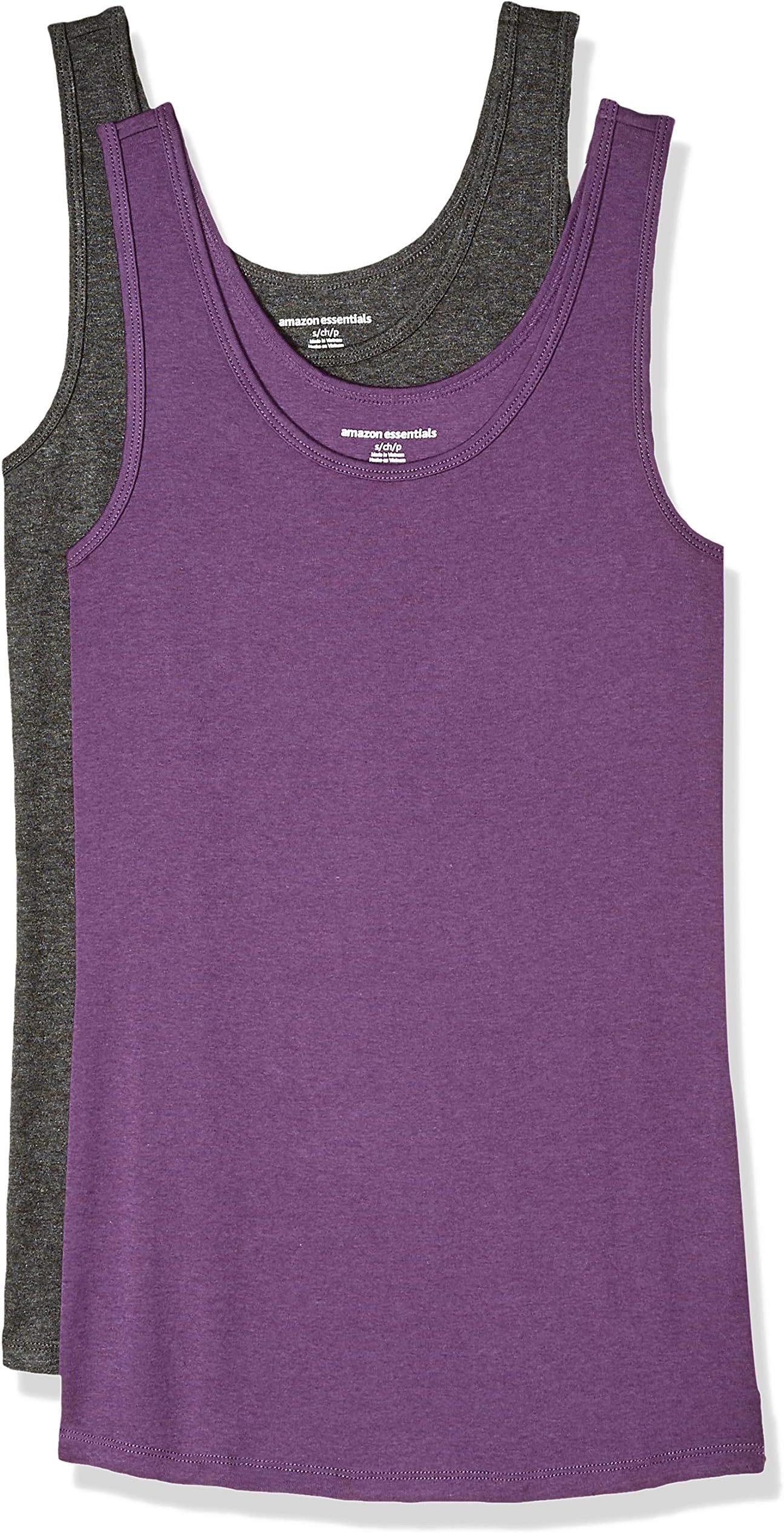 Amazon Essentials Women's Slim-Fit Ribbed Scoop Neck Tank Tops