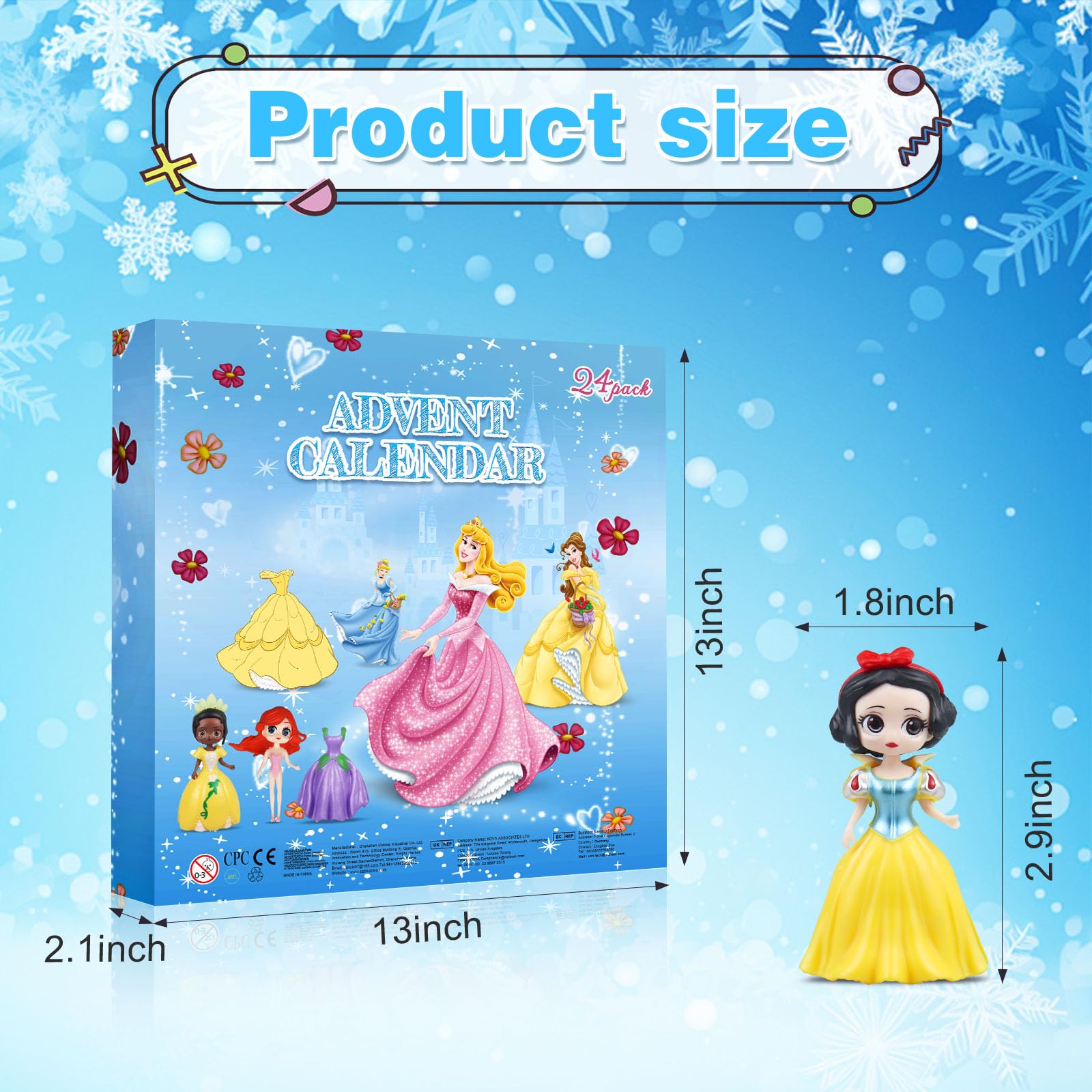 Calendario dell'Avvento natalizio 2026, 24 giorni, per ragazze, set di giocattoli da principessa, con 12 bambole da principessa e 12 abiti, scatola per sorprese fai da te, regalo di Natale per bambini