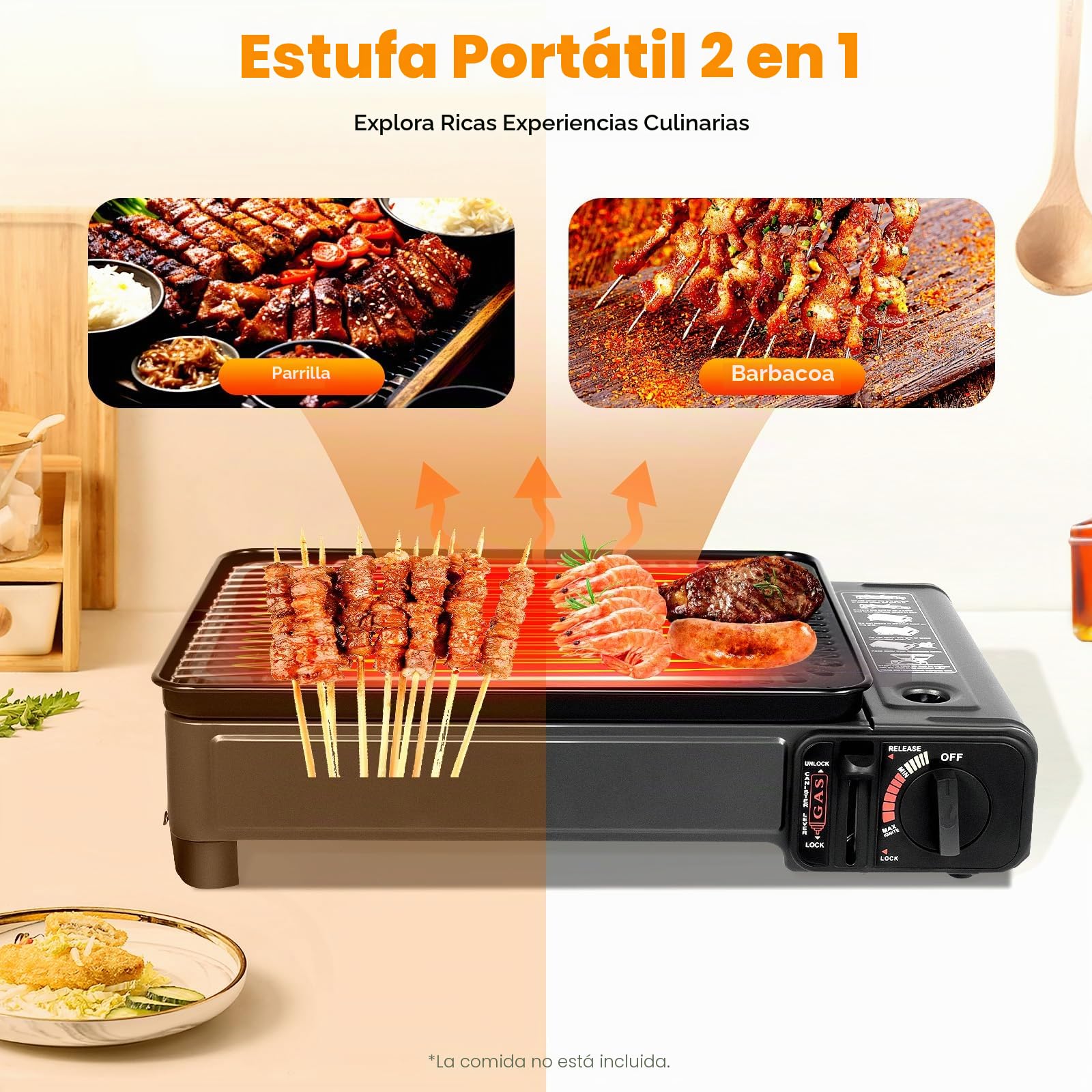 Barbacoa de gas portátil para camping, barbacoa de gas con red de barbacoa y maletín, barbacoa de mesa de gas, hornillo de gas al aire libre, pequeño para camping, viajes, trekking