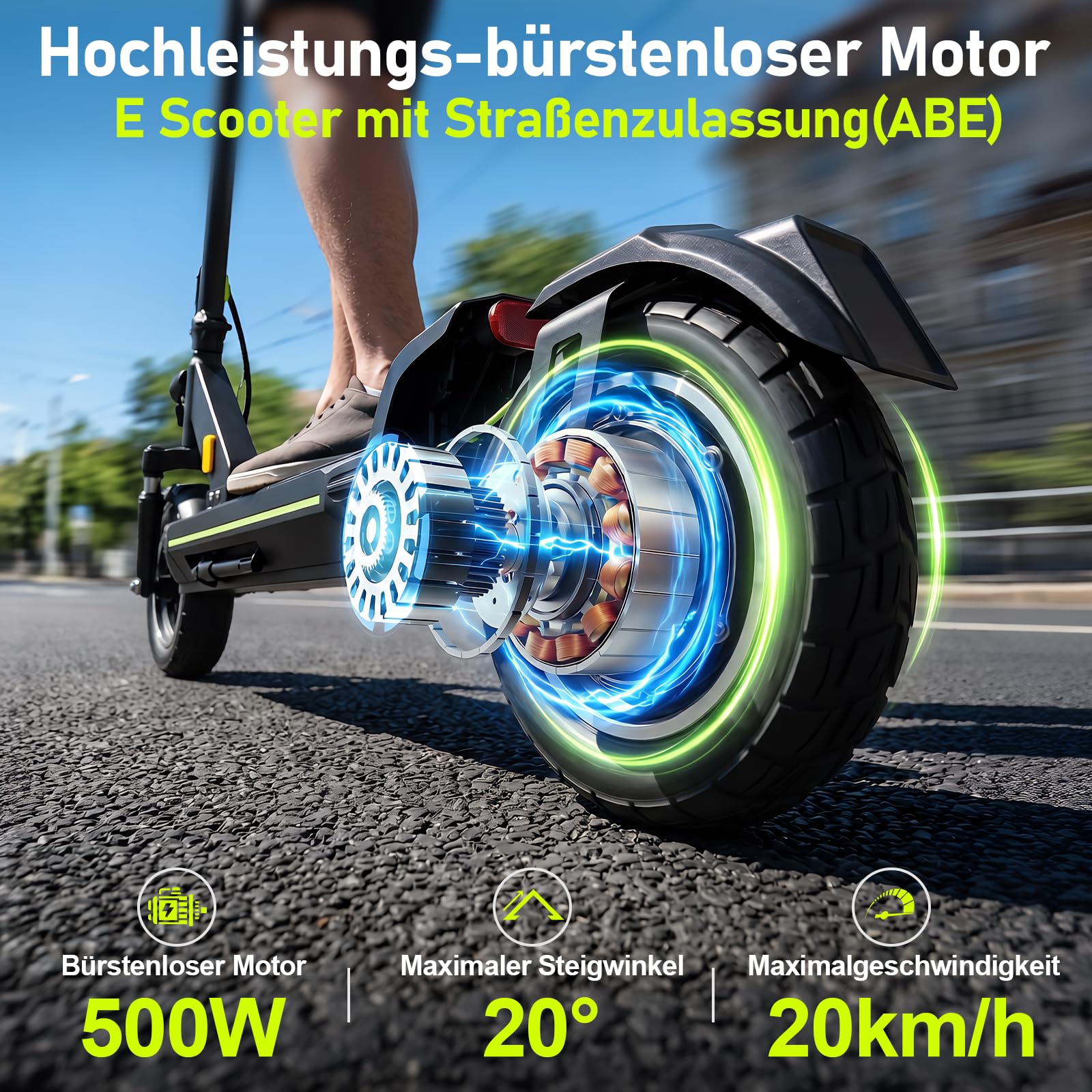E Scooter mit Straßenzulassung D-Serie, 55-100 km Reichweite, 500W Motor