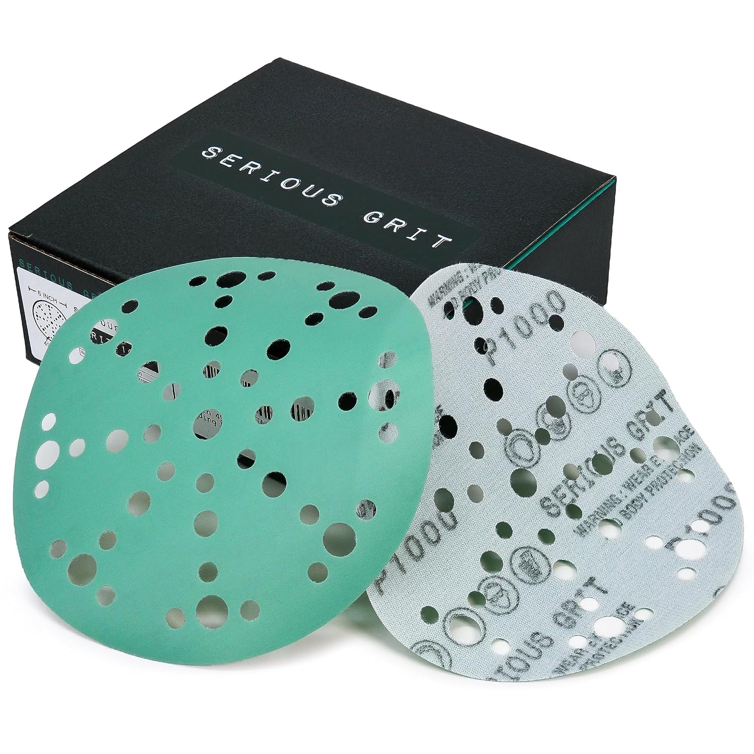 Serious Grit - 150mm 49-Hole P1000 Grit Sanding Discs - 50 Pack Box — image 1