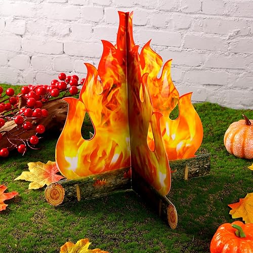 Miniatura 4 de 3D Decorative Cardboard Campfire Centerpiece Artificial Fire Fake Flame Paper Party Decorative Flame Torch (Gold Orange)