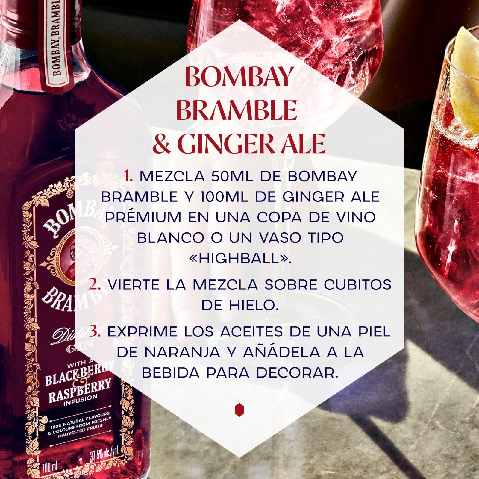 Bombay Bramble Distilled Premium, 37,5% vol., 70 cl / 700 ml, Blackberry & Rasberry Flavoured Gin, Ginebra de sabor y color 100% naturales procedentes de moras y frambuesas recién recogidas