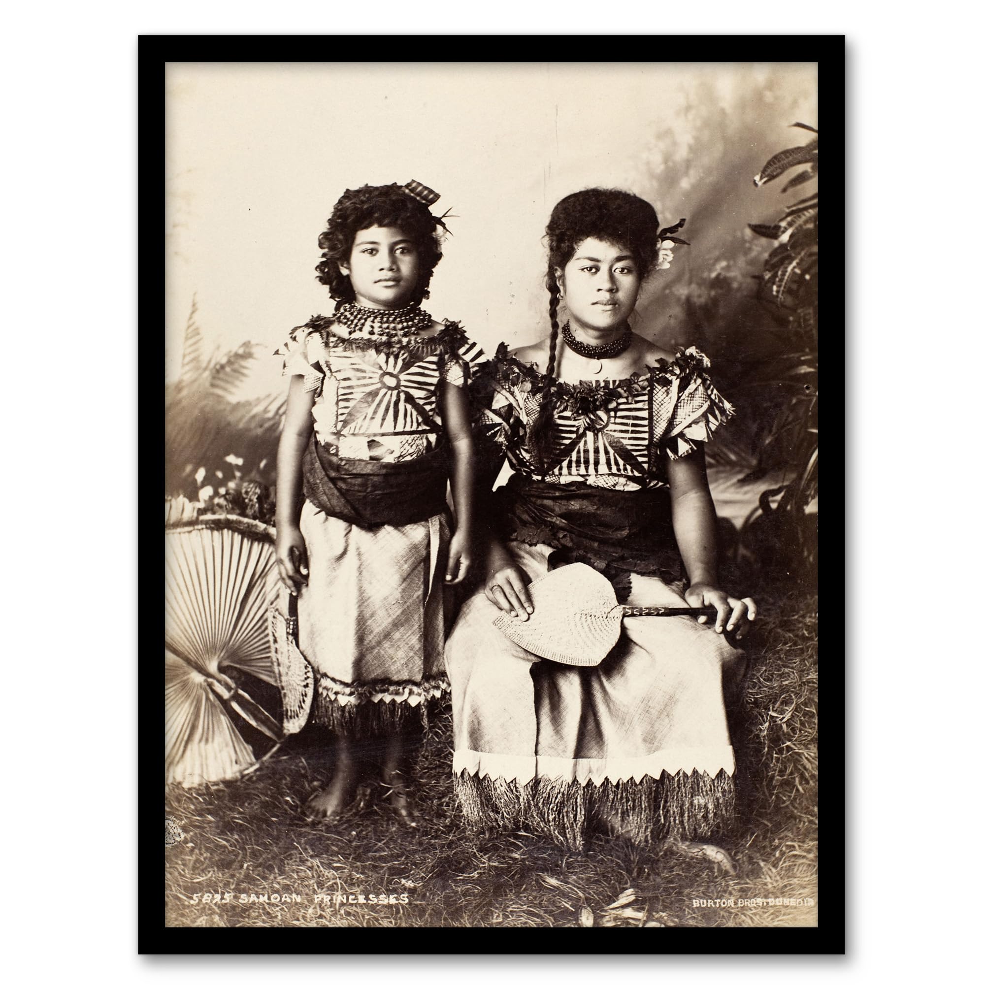 Artery8 Burton Brothers Photograph of Samoan Princesses Framed Wall Art Print 12X16