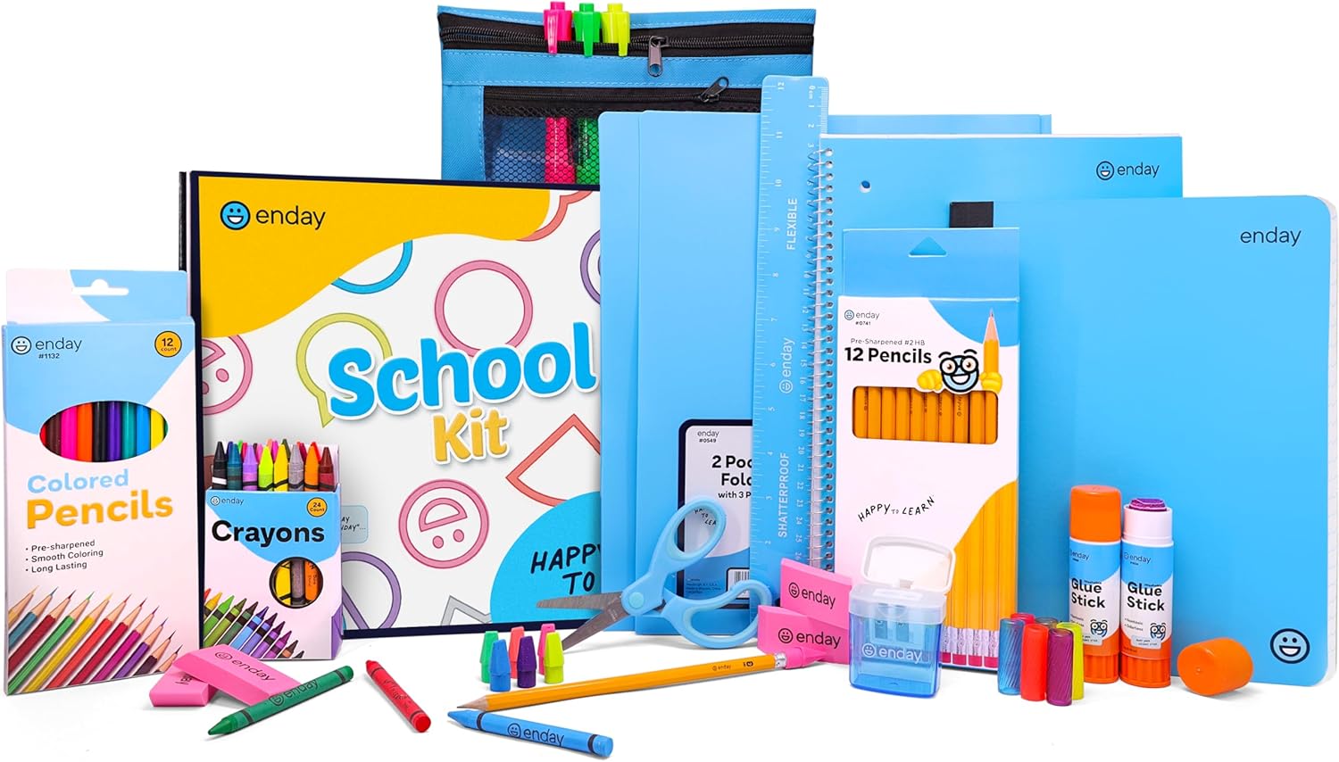 Enday Back to School Supplies for Kids, Blue School Supply Box Grades K-5, Premium Quality Kids School Supplies Kit, Kindergarten School Supplies for Girls and Boys, 77 Piece Set Enday Back to School Supplies for Kids, Blue School Supply Box Grades K-5, Premium Quality Kids School Supplies Kit, Kindergarten School Supplies for Girls and Boys, 77 Piece Set